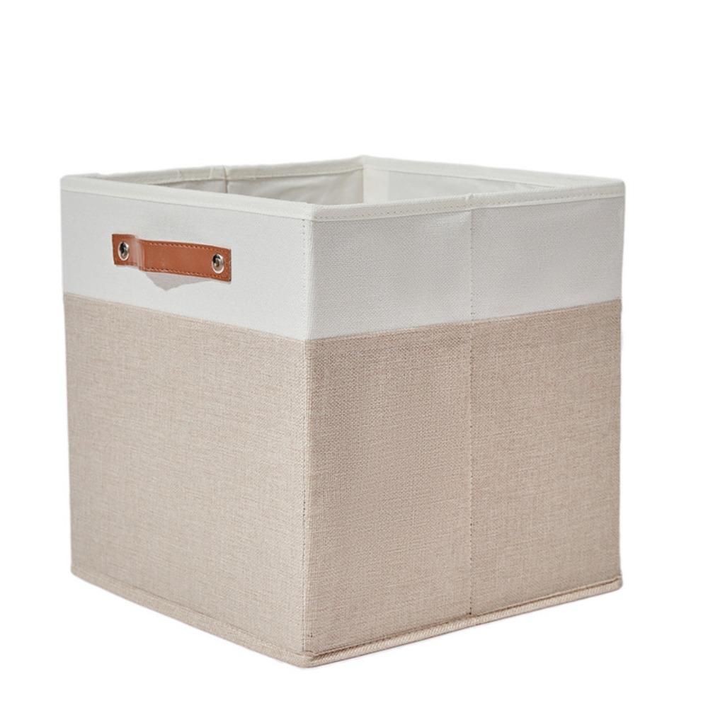Side Handles Linen Fabric Storage Basket Large Capacity Toys Sorting Box  Cosmetics