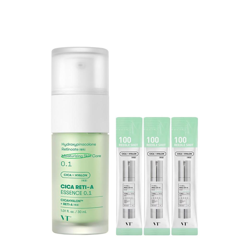 VTCOSMETICS VT CICA Essence, Moisturizing for Sensitive and Dry Skin (Includes 3 Bonus Retina & Leadle Shots 100ml each)