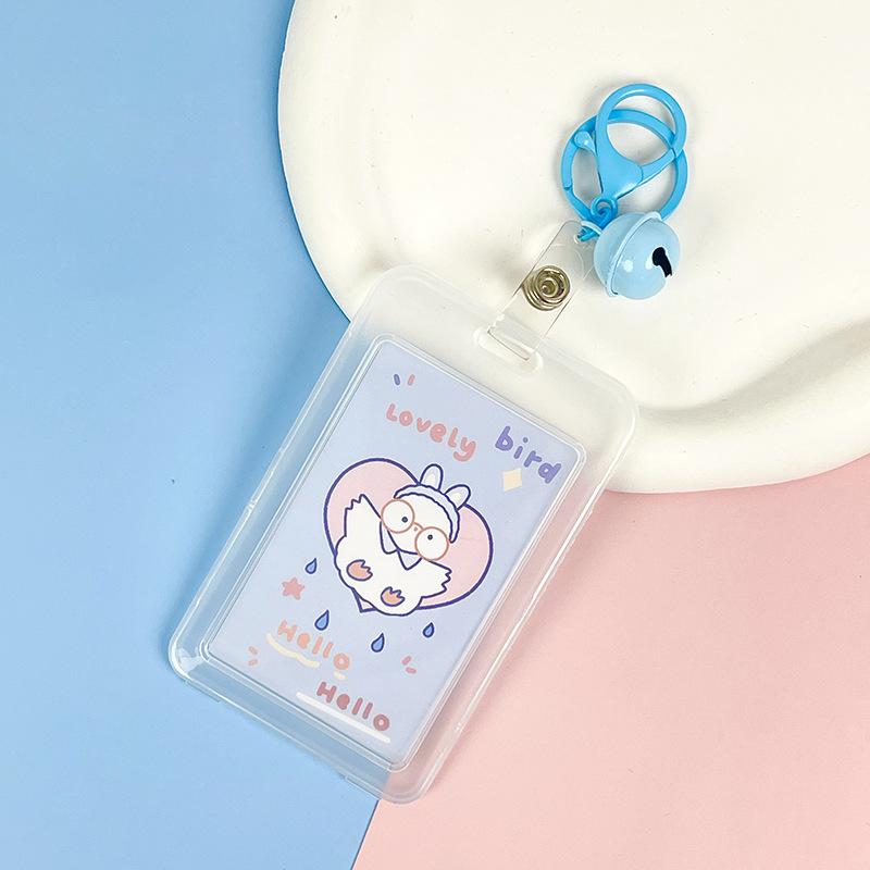 Ins Cute Transparent Lanyard Card Cover Student Bus Cards Case Cartoon Work Card Covers Credit Card Holder Id Holder with Rope