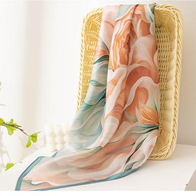 65*65CM 100% Maulbeerseide Quadratischer Schal Ölgemälde Luxus Schals Sonnenschutz Schal Halstuch Geschenk