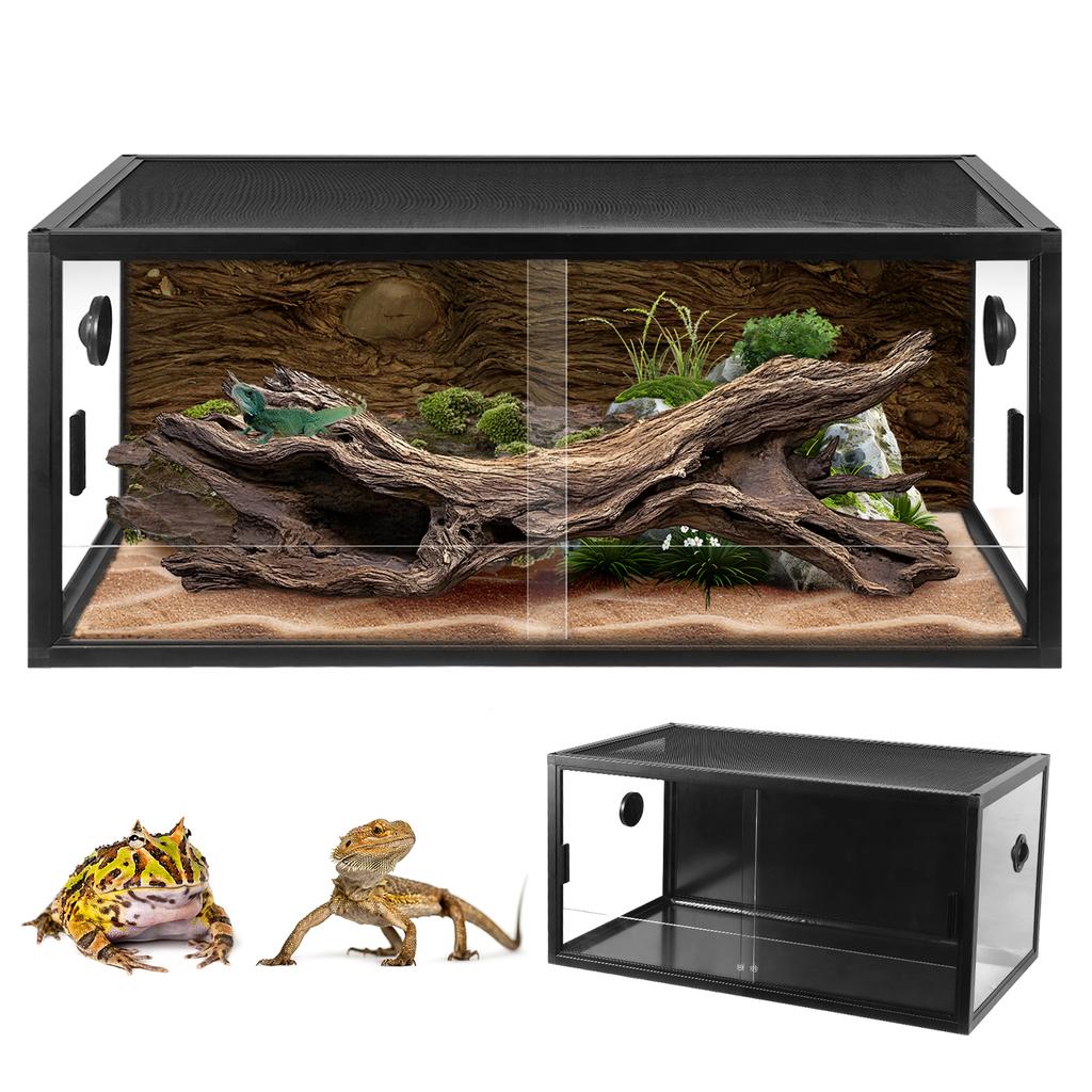 Front Opening Reptile Tank with Ventilation Lightweight Amphibians Container Large Capacity for Snake/Bearded Dragon/Lizard Ect
