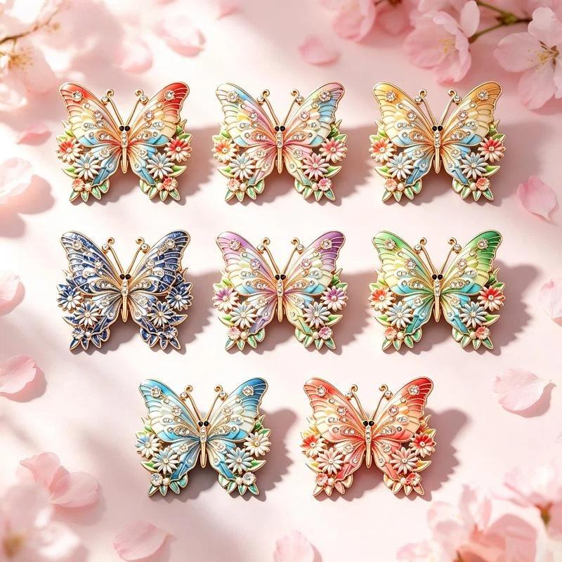 1Pcs Unisex 8-Color Flowers Insects Party Office Brooch Pin Beautiful Butterfly Brooches For Women Gifts Diy Decoration