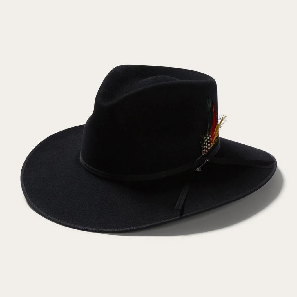 Cappello in Feltro di Lana Monocolore, Cappello in Lana Decorativo con Nastro e Piuma