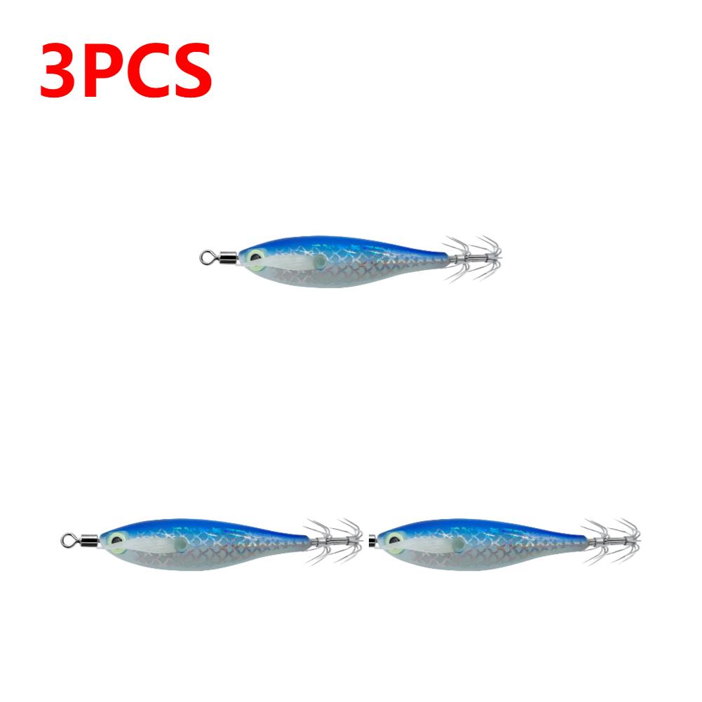 1-3 Stück leuchtender Tintenfischköder Haken Salzwasser Angelköder Künstliches Ei Holzgarnele Köder Meeresfischen Oktopus Sepia Tintenfischköder