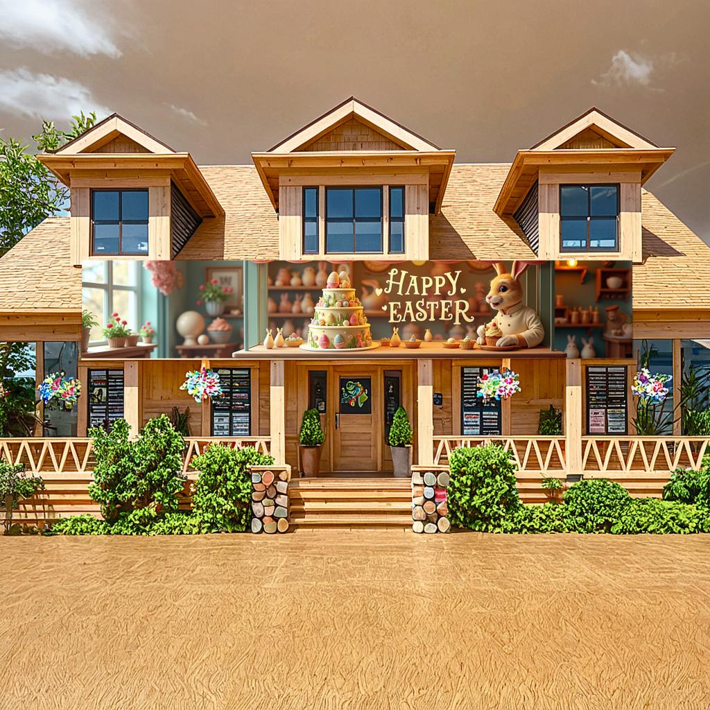 Decoração de Páscoa Cores Vibrantes Banner de Feriado Banner do Festival da Primavera Tema de Páscoa Banner de Coelho da Páscoa Para Evento de Feriado