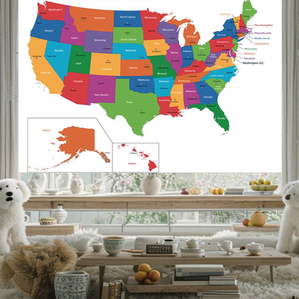 Plakát Mapa USA-Administrativní mapa,Vzdělávací nástěnné umění pro výzdobu domácí kanceláře,Dárek,Pro nadšence do geografie,Cestovní potřeby