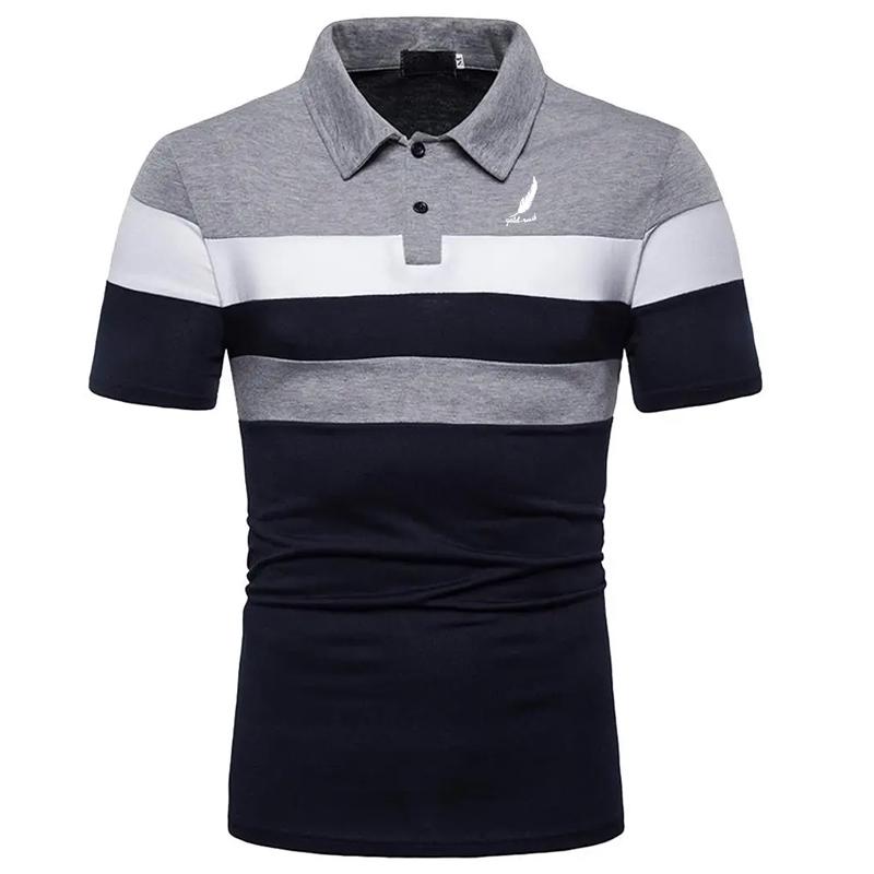 

Летние мужские рубашки поло с коротким рукавом, повседневная футболка с лацканами, мужская дышащая легкая футболка 3XL темно-синий