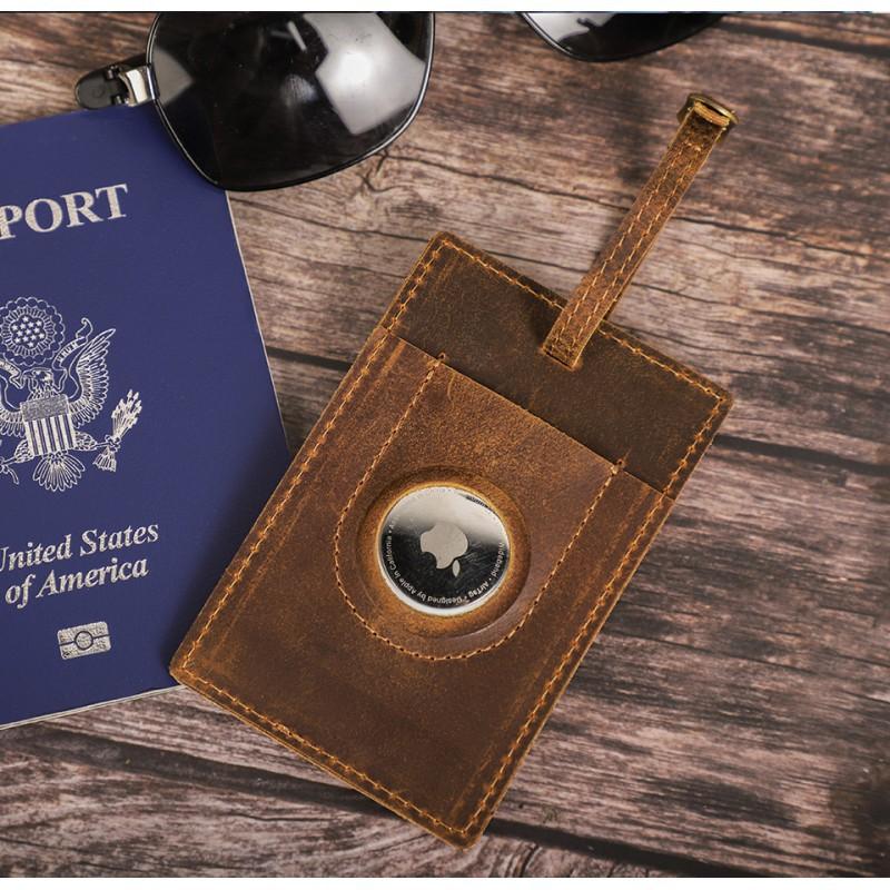 Crazy Horse Leather Suitable AirTag Tracker European American Trendy Retro Luggage Tag