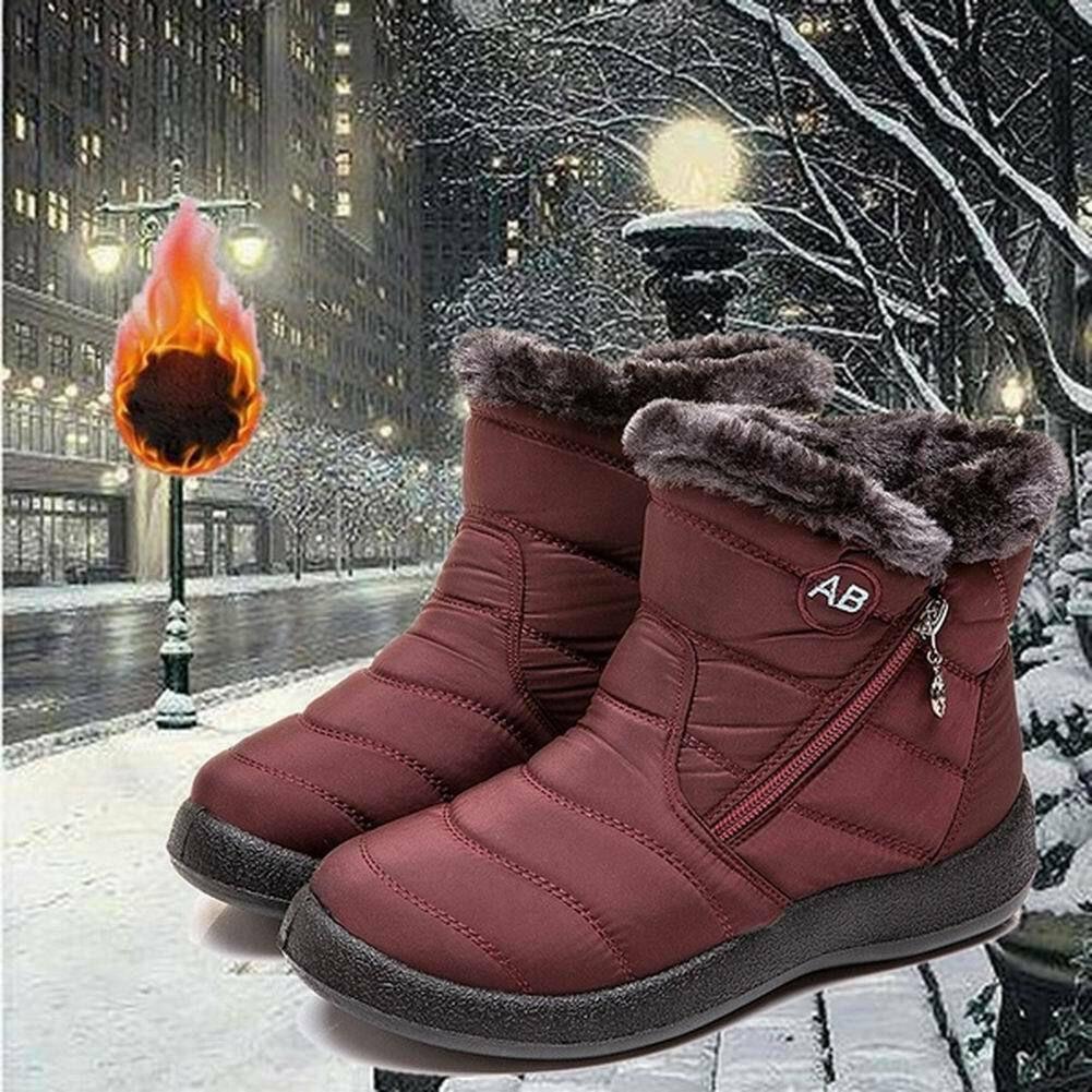 Stylish Womens Winter Warm Shoes Snow Boots With Soft Fur-lining Waterproof Design