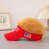 New Wig Baseball Cap Wide Edged Red Embroidered Duckbill Cap Fashionable Yellow Wig All Season Sun Hat Party Decoration Props