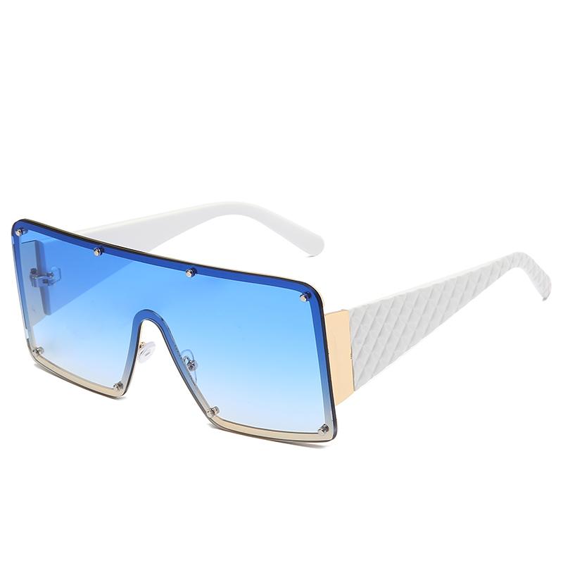 NWOGLSS 58287 Colorful Metal Square Oversized Fashion Conjoined Sunglasses