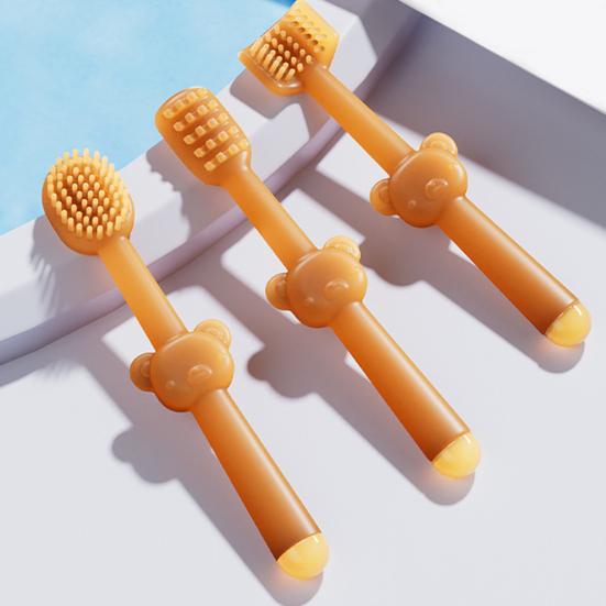 Pet Toothbrush with Soft Silicone Heads Dental Care Kit for Dogs Cats Ergonomic Handle Removable Heads Pet Tongue Cleaner for Oral Hygiene & Bad
