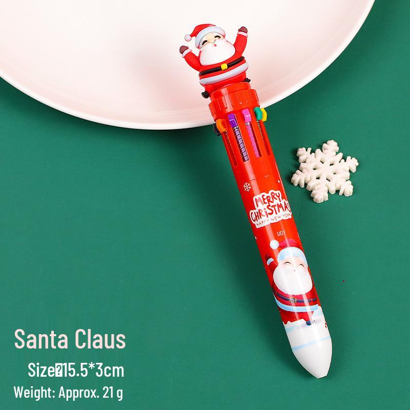 Ten-Color Cartoon Ballpoint Pen - Cute Christmas Gift for Kids and Students
