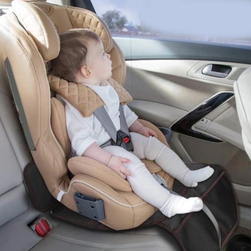 Autositzschutz, schützt den Kindersitz mit dickster Polsterung und rutschfester Rückseite, Netztaschen für Kinder und Babys