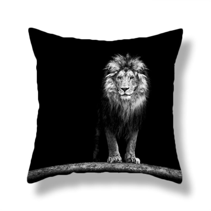 45X45CM Wild Animal Lion Tiger Cushion Cover Living Room Sofa Office Seat Car Waist Cushion Cushion Cover Home Decoration