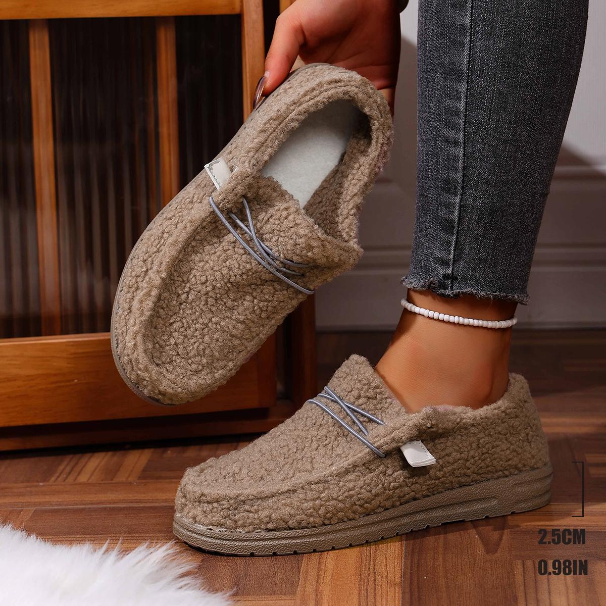

Дизайн модного бренда Кроссовки из овечьей шерсти Женские Легкие Слипоны Мокасины из плюшевого меха Тедди Женские Низкие на шнуровке Теплые Плюшевые Плоские туфли 43 хаки