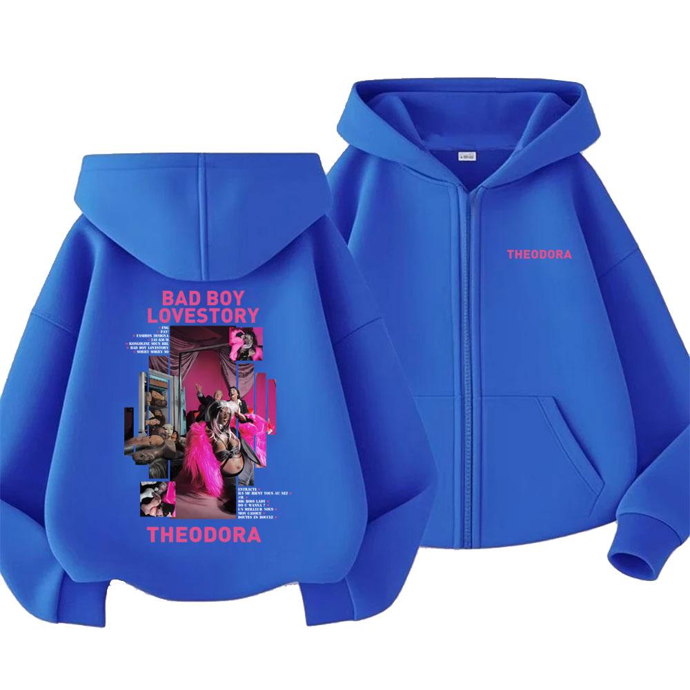 Rapper Theodora Mega Bbl Bad Boy Lovestory Zipper Hoodie Men Women Fashion Hip Hop Zip Up Sweatshirt Men's Vintage Zip Up Jacket