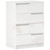 Modern and Minimal 4-Drawer Wooden Dresser, 60x40x85 Cm, Glossy White