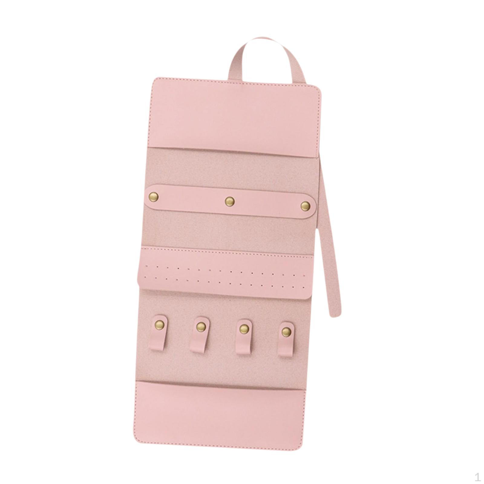 

Сумка для ювелирных изделий, сворачивающийся чехол, дисплей, большая вместимость, портативный дорожный органайзер, сумка для дома и женщин розовый