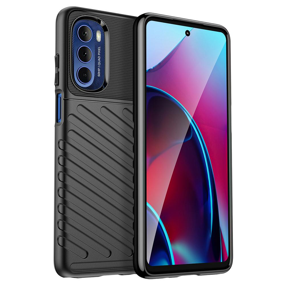 

Для Motorola Moto G Stylus 5G (2022) Ударопрочный чехол для телефона серии Thunder из утолщенного ТПУ, твиловая текстура, противоскользящая накладка для телефона Black