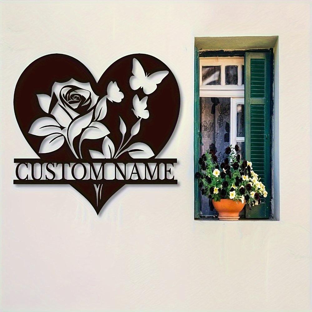 Vintage Love Heart Metal Wall Art Rose Butterfly Personalized Room Decor