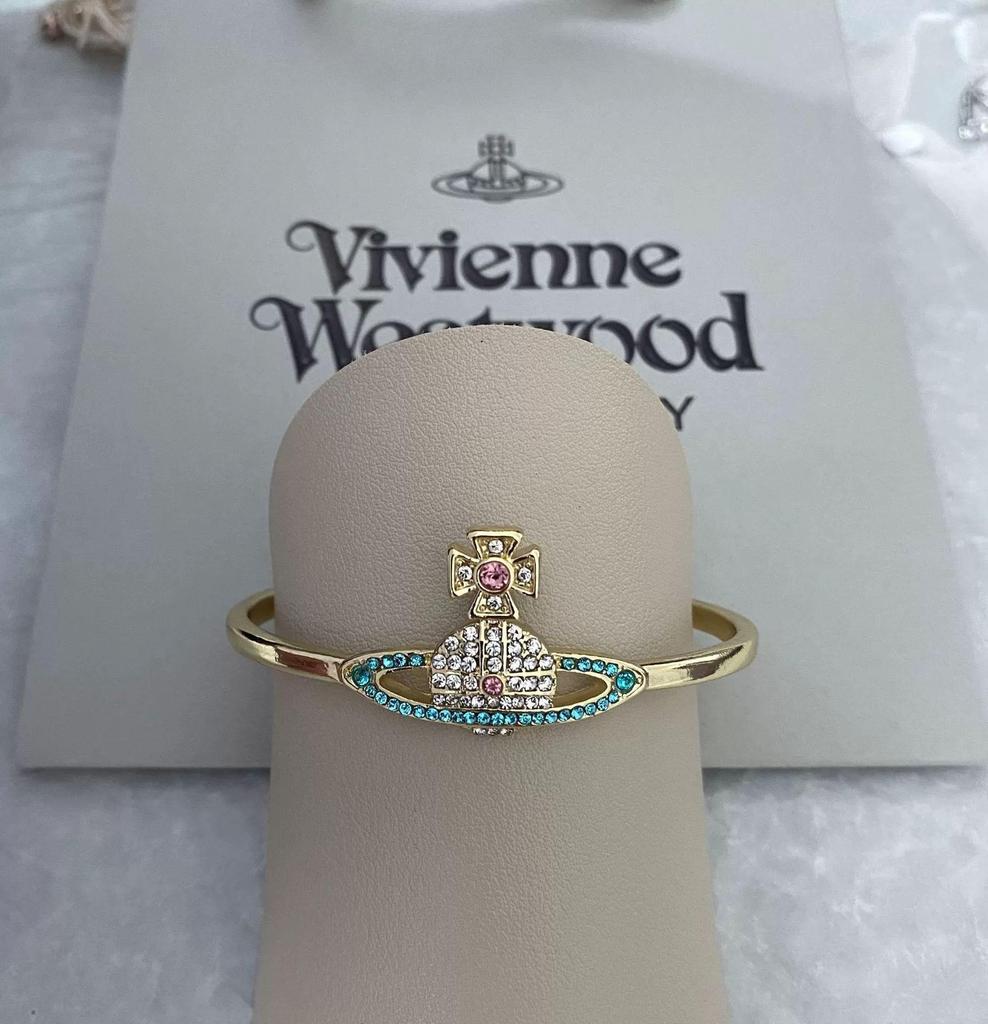 Westwood Saturn Diamond Classic Open Bangle Adjustable Versatile Jewelry for Women