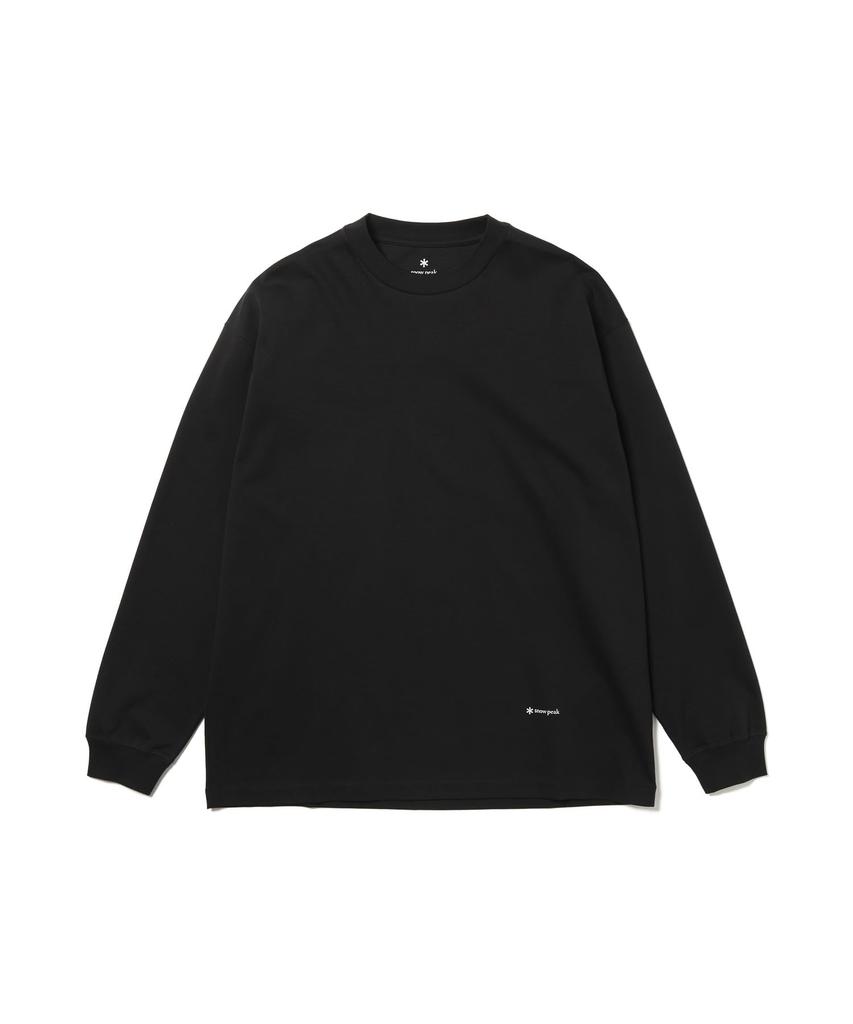 Snow Peak Organic Cotton Mercerized Cut and Long and Size Black L/S T-Shirt SW-25AU010, Sew, Sleeve, Men's Women's, L,