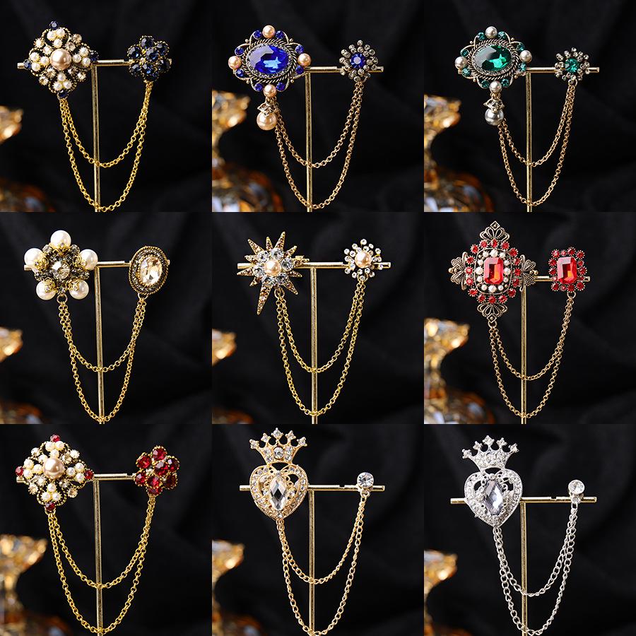 Baroque Rhinestone Pearl Corsage Necklace Brooch - Retro British Court Suit Accessory