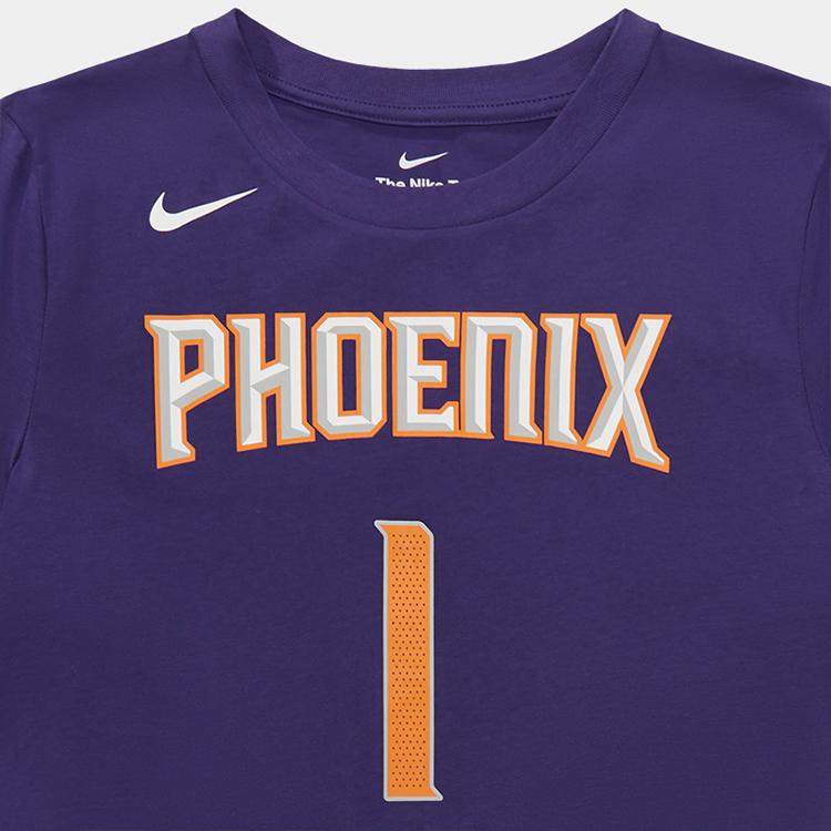 Nike T-Shirt Youth Suns Devin Booker #1 Letter Embroidery Casual Sports Pullover Short Sleeve Kids Tops Purple 3Z2B7BCMW-SUNDB