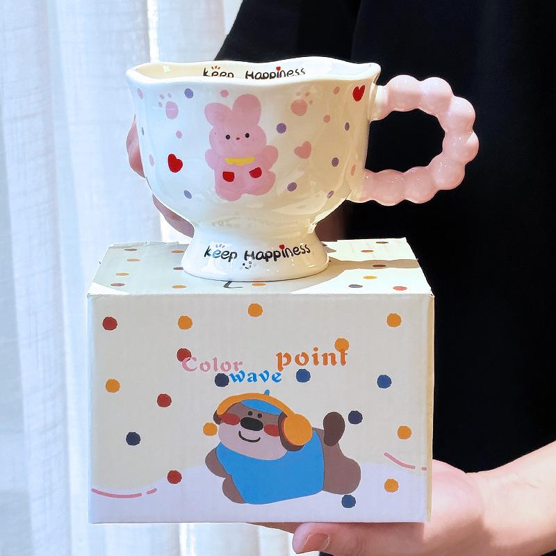 

Высококачественная кружка для пары «Щенок-Кролик», керамическая чашка для питья воды, подарок на день рождения для девушек, офисная кофейная чашка 360ML