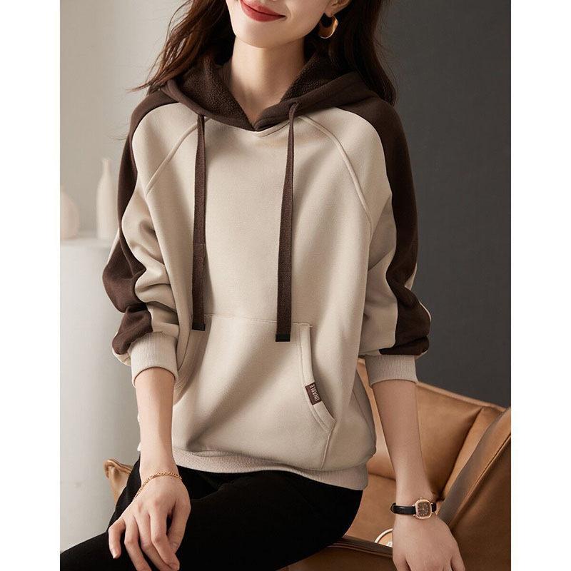 Thickened Flannel Hoodie Women's Autumn Winter Korean Casual Hooded Loose Fashion Top