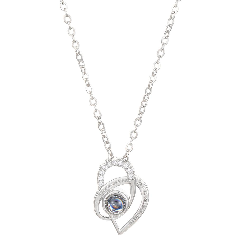 Multi-Tone Mom & Child Pendant Necklace Set, Heart & Family Silhouette Necklaces for Mother's Day