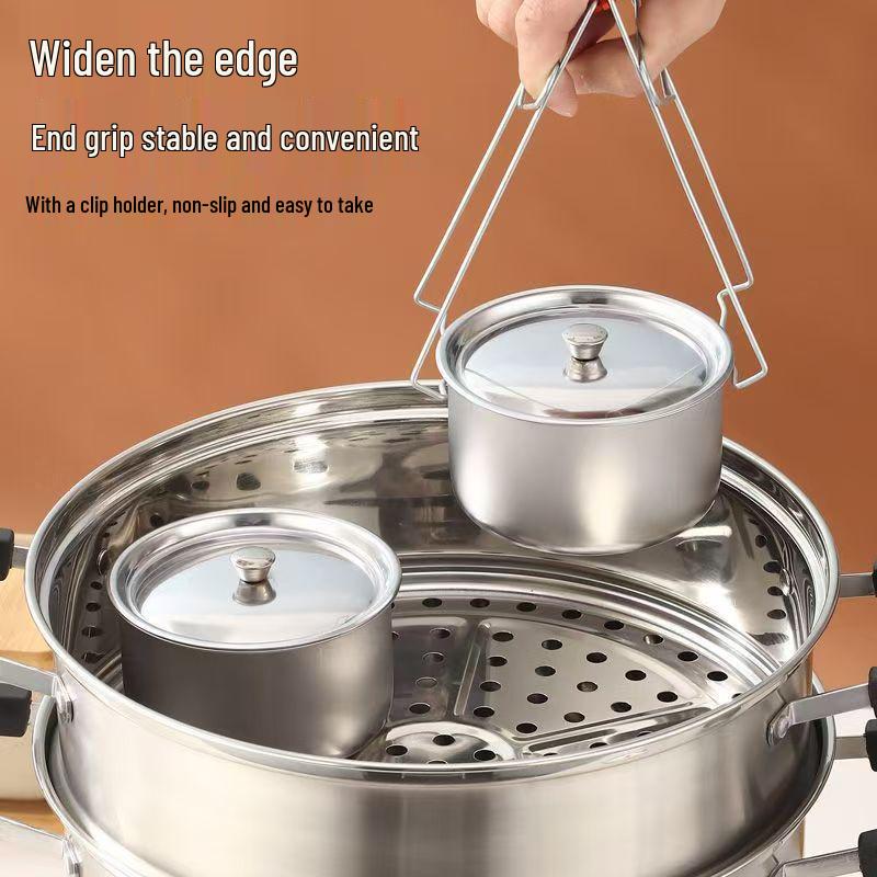 Mehrzweckschüssel aus Edelstahl mit Deckel - Schmortopf, Gewürzglas, Gewürzbox, Schmalztopf