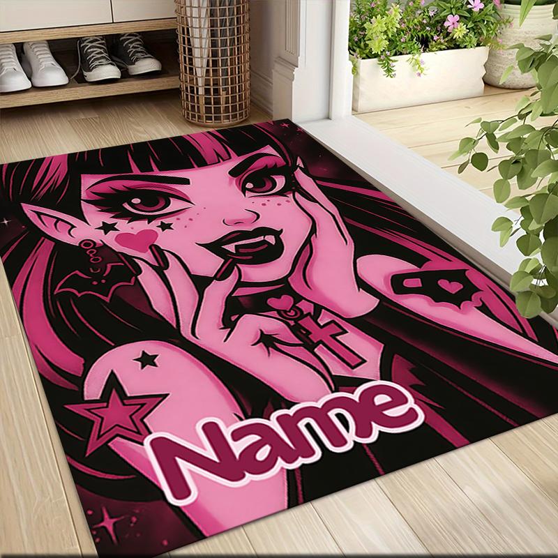 Custom Name Vampire Gothic Fantasy Art Carpet Rug Customizable Soft Washable Anti-Slip Home Living Room Sofa Mats Personalized Rug. 0909405