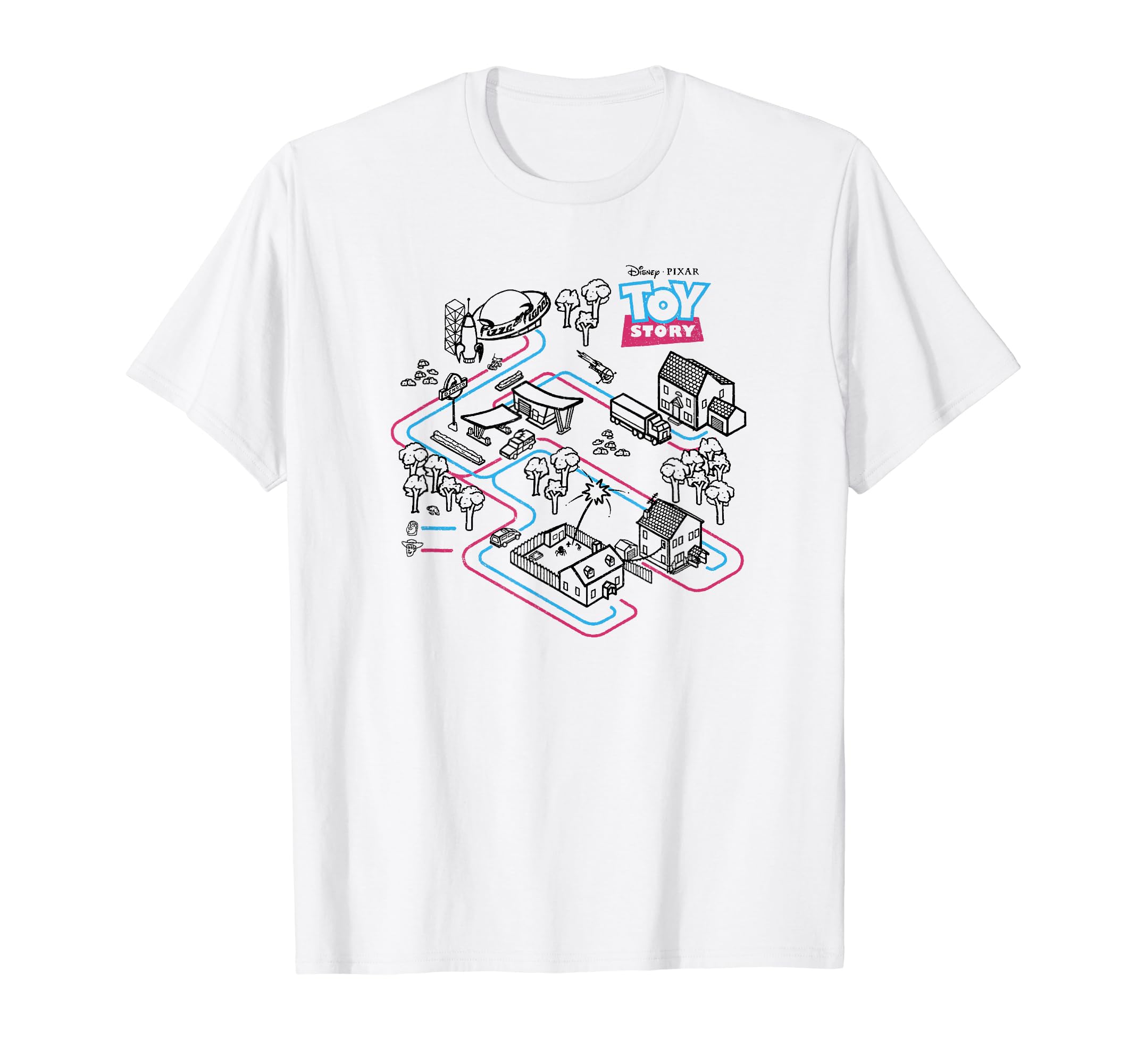 

Disney Pixar Toy Story Route to Pizza Planet Sketch Map T-Shirt