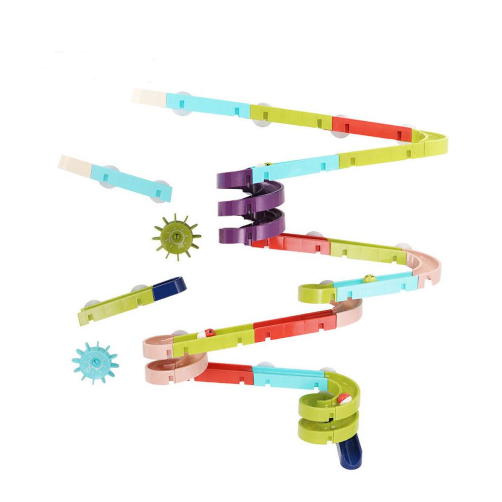 (18pcs) DIY Kids Bath Toys Wall Suction Cup Marble Race Run Track Bathroom Bathtub Play Water Games Toy Kit