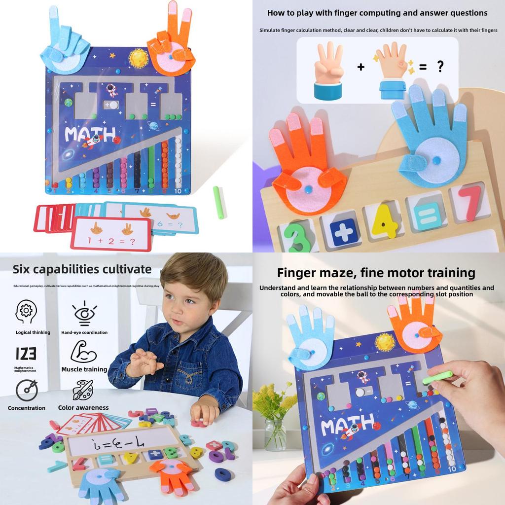 Wooden Montessori Number Teaching Aids Magnetic Bead Maze Counting Board For Kids Educational Toy