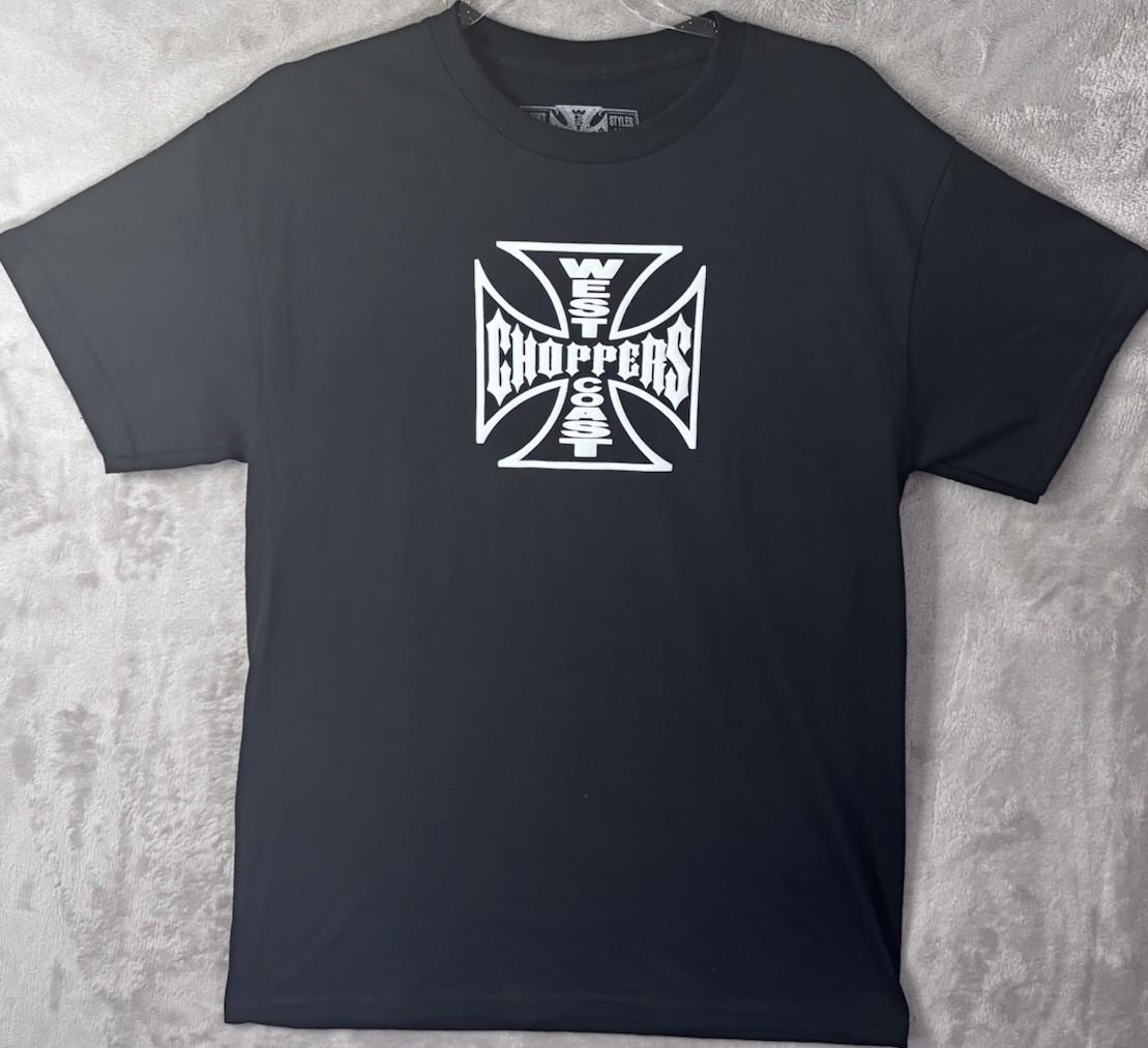West Coast Choppers Mens T Shirt Medium Black Iron Cross Biker Logo Tee Unisex T-Shirt S