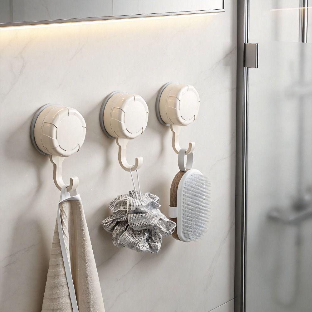 3Pcs Reusable Suction Cup Hooks Waterproof Bathroom Towel Hooks Kitchen Storage Hook  Entryway