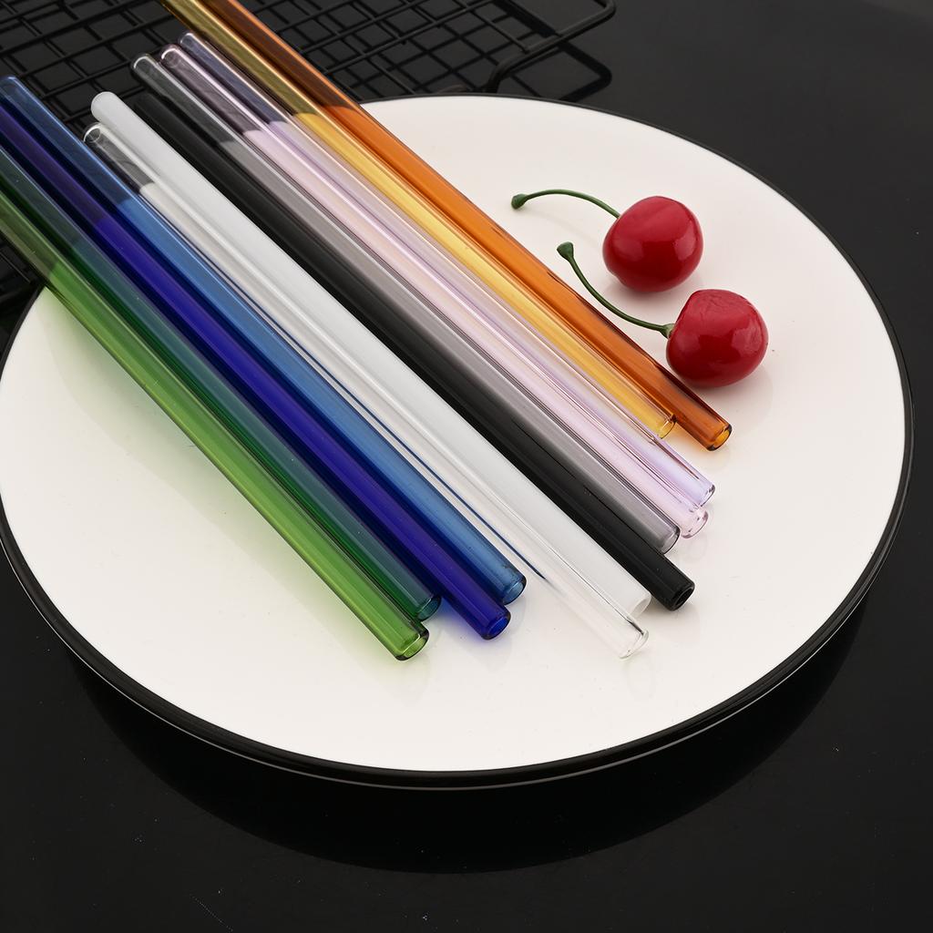 11-piece Reusable Glass Straws Clear Smoothie Drinking Straws with Clean Brush for Beverages Milk Tea Juices Cocktail