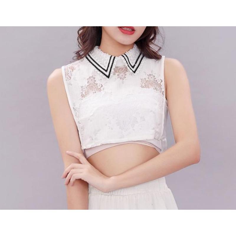 Hollow Lace Chiffon Doll Cotton Fake Collar Blouse Sweater Detachable Shirt Collar False Collar Lapel Women Top Collars Decor
