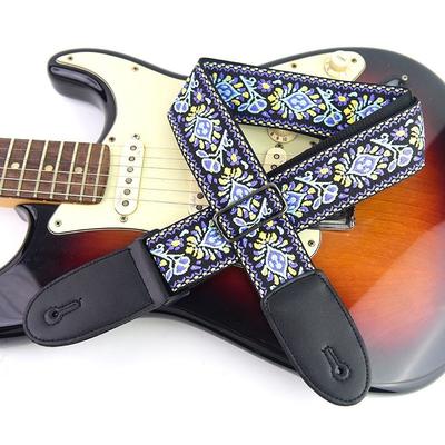 Correa para Guitarra Eléctrica Correa para Guitarra Acústica Folk Correas Bordado Vintage Correas de Guitarra Elegantes Bolsillo para Púas Accesorios para Guitarra