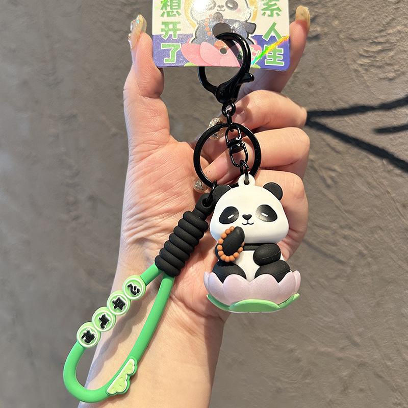 

Foguang Universal Lamp Buddhist Panda Keychain Cartoon Firewood Bag Pendant Couple Car Key Chain Pendant
