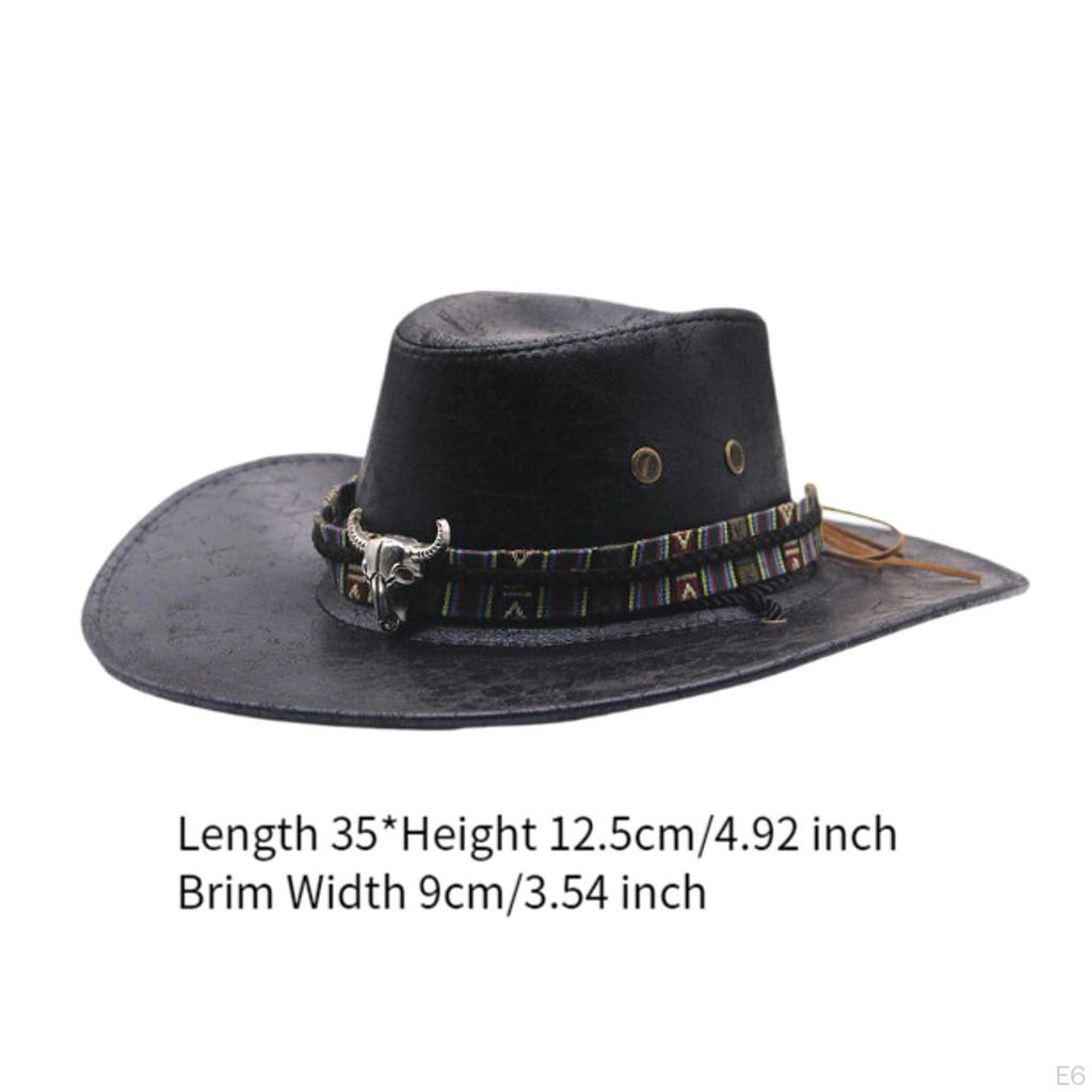 Classic Western Cowboy Hat with Wide Brim for Men's Cosplay