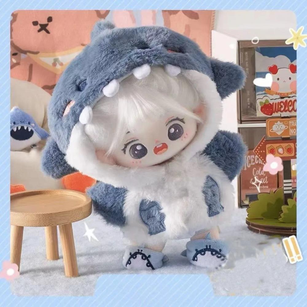 20cm Plush Doll Clothes – New Animal Series Fluffy Bunny Hooded Jumpsuit Cute Winter Outfit for Doll, Kawaii Gift, Collector Acc