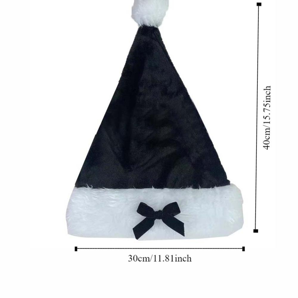 Bow Plush Ball Soft Beanie Black Santa Hat All-match Christmas Plush Hat  Girls