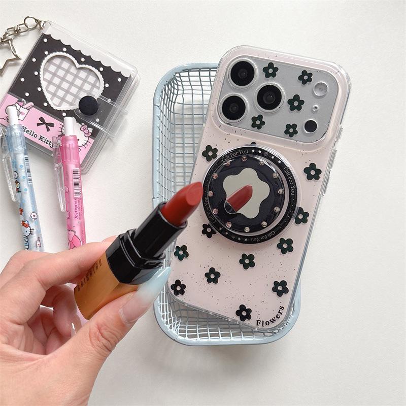 Elegant Black Flower Magnetic Case for iPhone 17/16 Pro Max/15/14 – Premium Spring Design