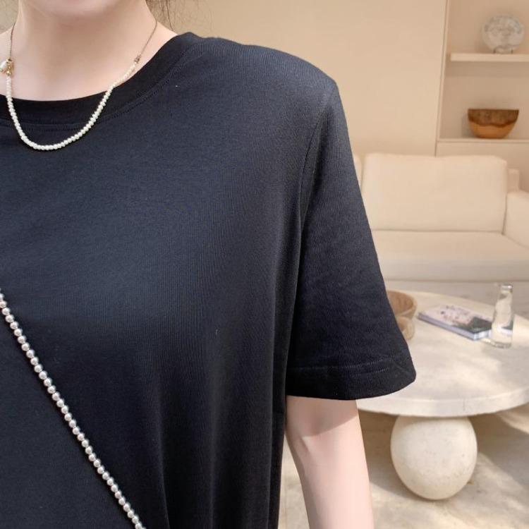 Vintage Lace Spliced Summer Dress  Plus Size Women Casual Loose Long Black Basic Dress