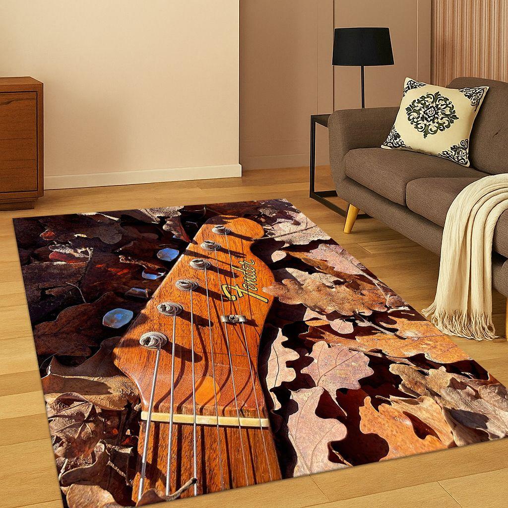 3D Fender Guitar Bass Instrument Music Logo Carpet Rug for Bedroom Living Room Sofa Doormat Home Decor,Area Rug Non-slip Gift
