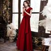 Toast Dress Bridal Burgundy Summer One-shoulder Style Long Dress Order Wedding Return Thank You Dinner Dress Dress